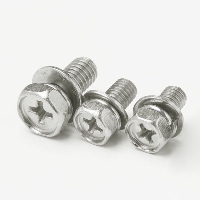 External hexagon three-combination screw 304 stainless steel cross slot with ammunition pad Battery screw Battery fixing screw