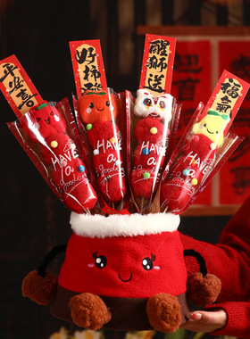 2026马年新年毛绒糖葫芦福桶桌面装饰摆件创意春节过年家居装饰品