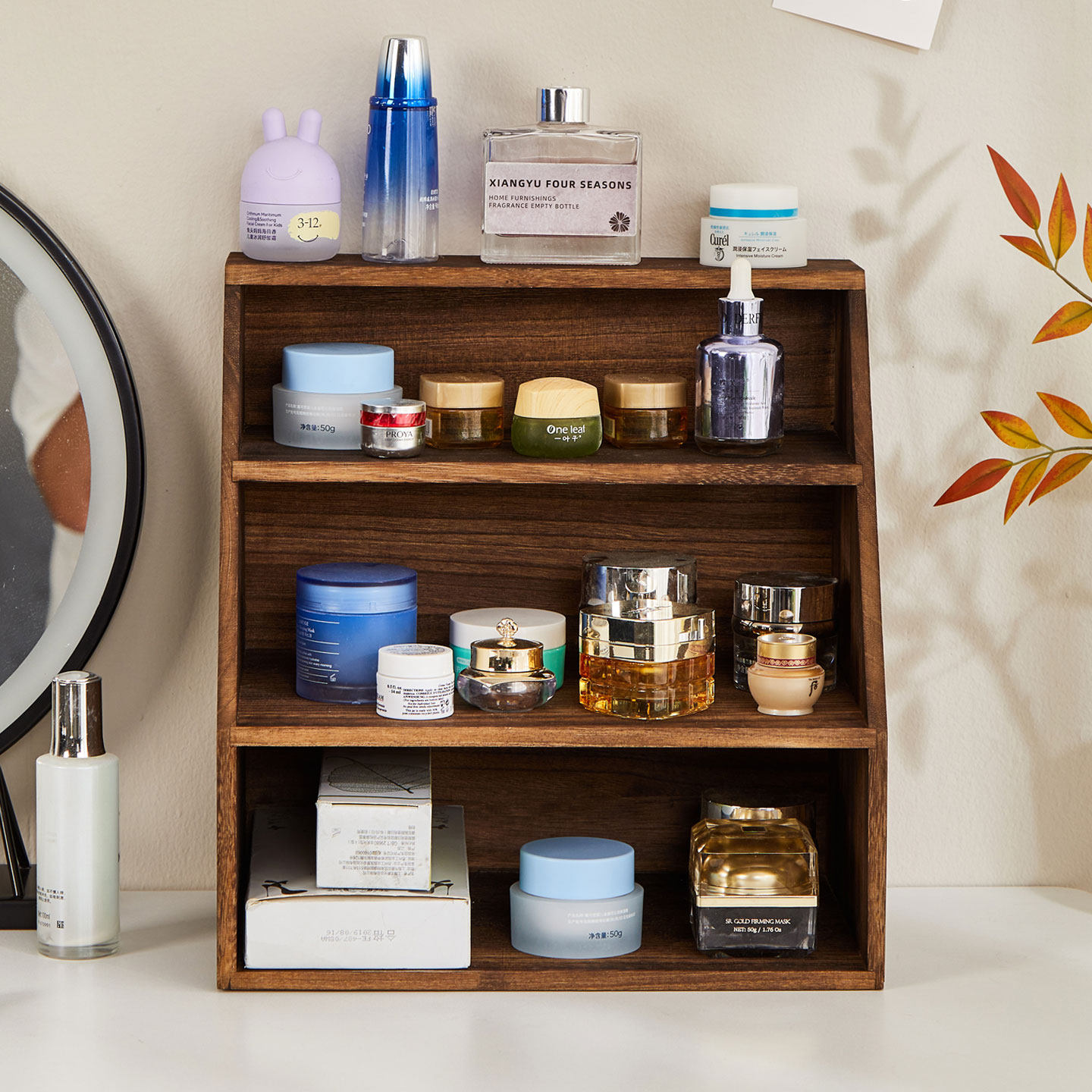 实木桌面收纳盒化妆品档案票据办公a4资料分层置物架书架文件架,淘宝优惠券,粉丝福利购,淘宝优惠卷