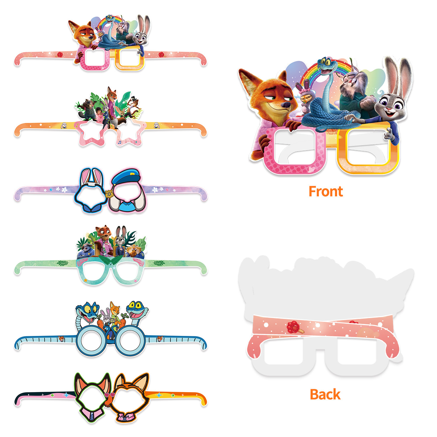 疯狂动物城2派对纸质眼镜装饰朱迪和尼克派对拍照眼镜氛围道具,淘宝优惠券,粉丝福利购,淘宝优惠卷
