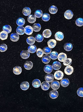 不束天然月光石蓝光蛋面切面圆形椭圆水滴梨形裸石定制戒指吊坠