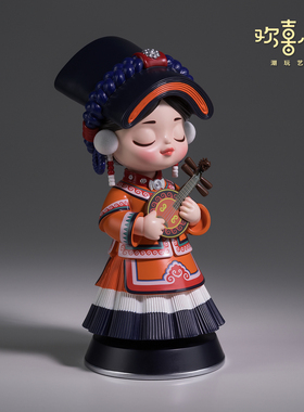 铜师傅欢喜小将《五十六个民族之彝族》潮玩艺术品 创意礼物