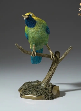 铜师傅 铜摆件《铜师傅百鸟集》之蓝翅叶鹎 家居饰品 桌面摆件