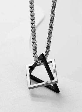 简约毛衣链三角项链男潮ins冷淡风嘻哈钛钢男生 创意网红男士吊坠