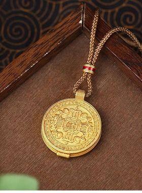 古法沙金轻奢八宝罗盘项链