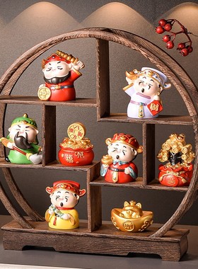 五路财神爷摆件相框摆台