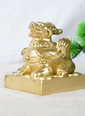 纯黄铜仿古貔貅一对招财摆件