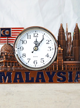 复古马来西亚双子塔钟表模型创意家居橱窗客厅书房装饰品工艺摆件