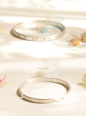 惜物女生描金足银999手镯礼物