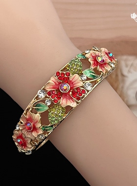 北京景泰蓝手镯女开口珐琅彩镯子时尚首饰复古新年送朋友伴手礼物