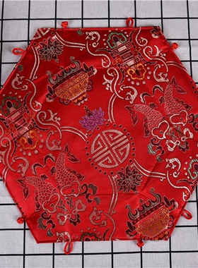 中式六角织锦糖果盒果盘新年喜庆
