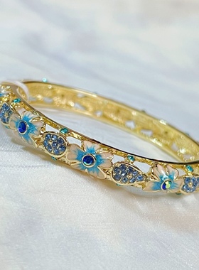 北京景泰蓝手镯开口合金古风镯子