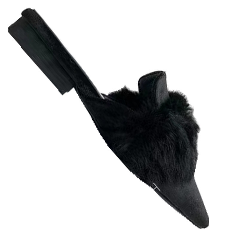 网红半拖鞋毛毛尖头貂毛女凉拖鞋丝绒平底2023年时尚外穿穆勒半拖,淘宝优惠券,粉丝福利购,淘宝优惠卷