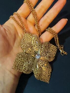 【独立设计师作品】正反立体金属镂空雕花夸张装饰长链孤品毛衣链