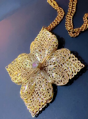 【独立设计师作品】正反立体金属镂空雕花夸张装饰长链孤品毛衣链