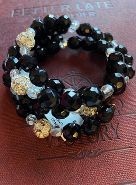 黑色低调华贵琉璃水晶螺旋手镯[欧美复古独家孤品/满100包邮]