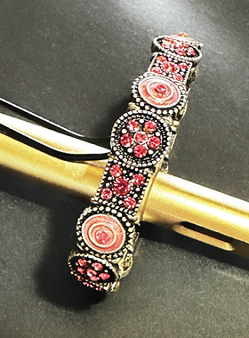 【九曲红梅】复古粉色调满钻镶嵌弹性细手镯软鐲【独家孤品】