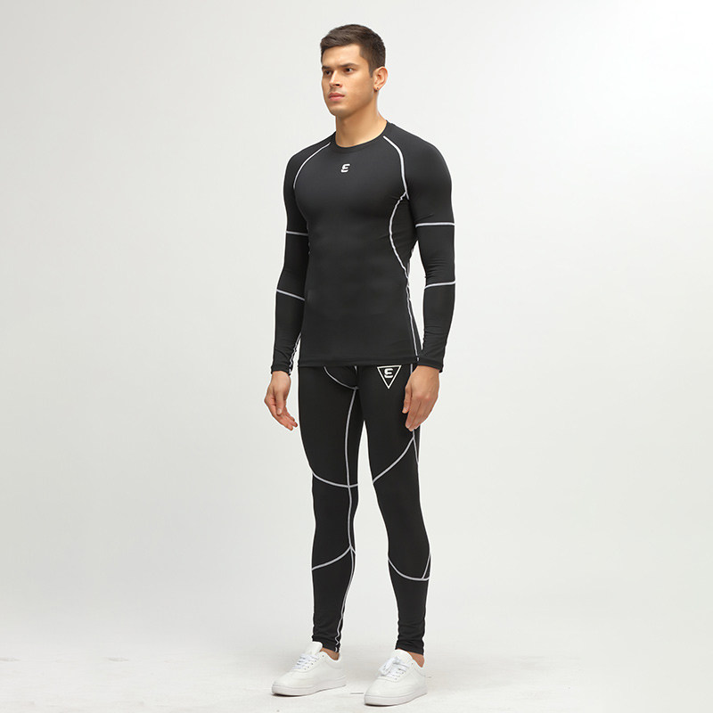 路伊梵男春夏弹力速干套装运动紧身打底压缩衣高弹力秋衣秋裤篮球