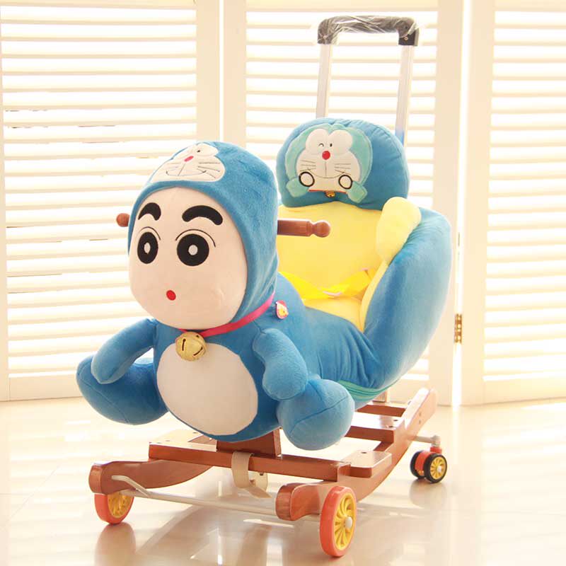 蓝鱼大号推杆万向轮大象益智玩具 蓝鱼摇马