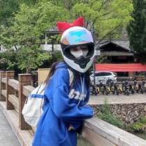 LVS electric car safety helmet male and female full helmet double lens couple Bluetooth machine Four seasons half helmet opening tail butterfly knot