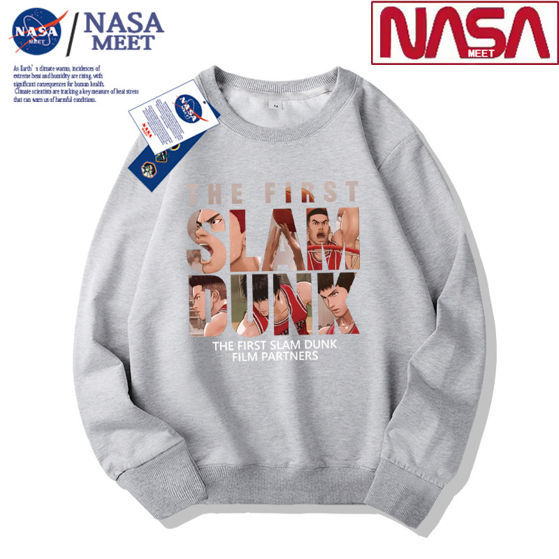 NASA联名款灌篮高手卫衣男纯棉圆领国潮宽松潮流大码休闲加绒加厚,淘宝优惠券,粉丝福利购,淘宝优惠卷