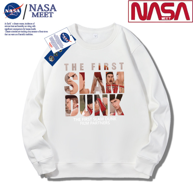 NASA联名款灌篮高手卫衣男纯棉圆领国潮宽松潮流大码休闲加绒加厚,淘宝优惠券,粉丝福利购,淘宝优惠卷
