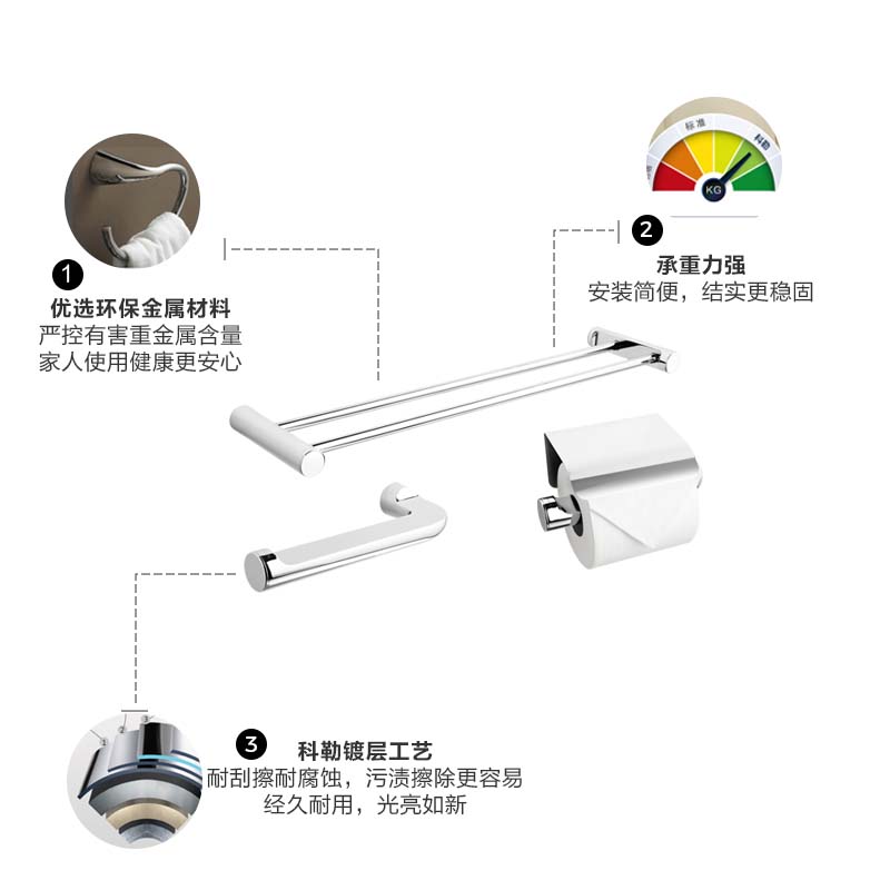 科勒齐悦挂件浴室挂件毛巾杆浴巾架卫生纸架浴室卫浴挂件-图0