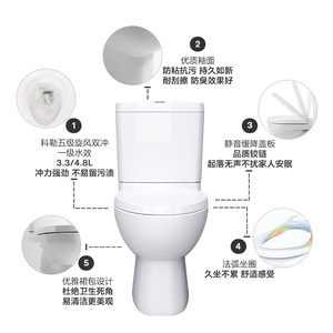科勒马桶瑞琦分体家用卫生间五级旋风抽水马桶坐便器3991T-S2-0