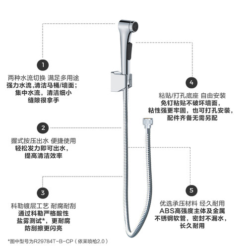 科勒喷枪卫生间家用马桶冲洗自来水龙头高压增压喷头冲洗器 - 图0