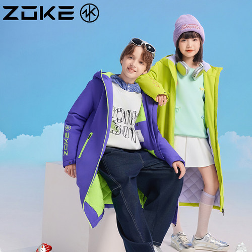 zoke洲克新款棉服秋冬儿童男女成人大衣保暖长款加绒棉衣防寒舒适 - 图0