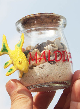热卖马尔代夫创意纪念品热带鱼海龟魔鬼鱼蝠鲼沙瓶漂流瓶贝壳瓶