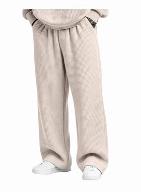 欧美纯色系绳宽松直筒长裤运动休闲简约阔腿裤子男Men's pants