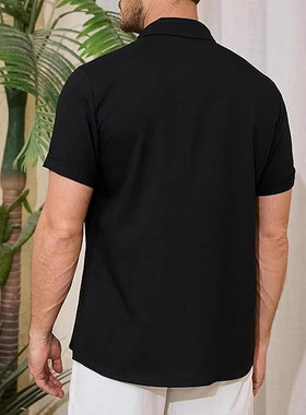 Men's top and shirt大码男士短袖衬衫沙滩T恤宽松休闲上衣外套男