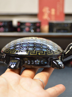 祝锦螺钿镶嵌乌龟木盒孤品捡漏