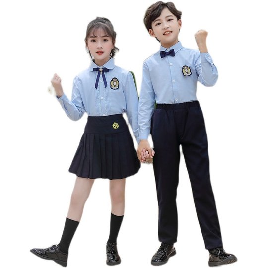 元旦小学生班校服jk蓝白衬衫合唱朗诵演出学院风女儿童毕业照套装