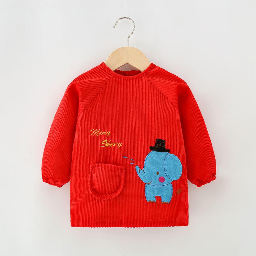 Baby eating smock, waterproof autumn and winter children's bib, boy's rice pocket, girl's anti-dirty anti-wearing baby coat