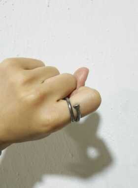 是物工坊999纯银做旧情侣戒指