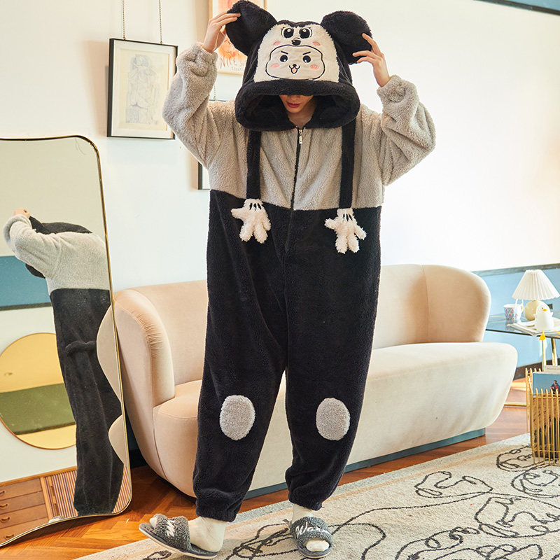 男冬季连体珊瑚绒青少年加绒睡裤 睡尚美睡衣/家居服套装