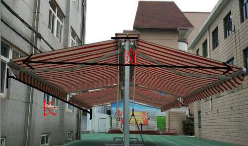 遮阳棚庭院 伸缩式雨棚庭院伞防雨蓬 双开手摇遮雨蓬  电动伸缩棚 - 图0