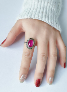 时尚风纯银复古椭圆形送礼戒指