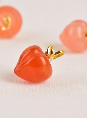 南红天然盐源玛瑙小桃子配件吊坠