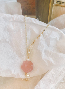 玛瑙绕线古典风包金925银项链