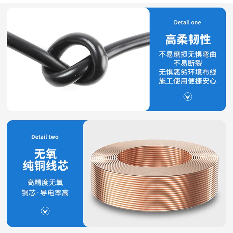 国标铜芯电线RVV电缆线2-3芯2.5/1.5/4/6/10平方户外家用软护套线 - 图1