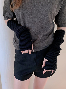 女锦纶假袖子露指手套