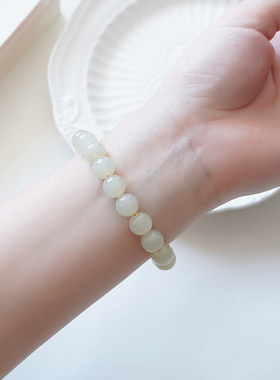 和田玉手串蜂蜜水卡10玉石