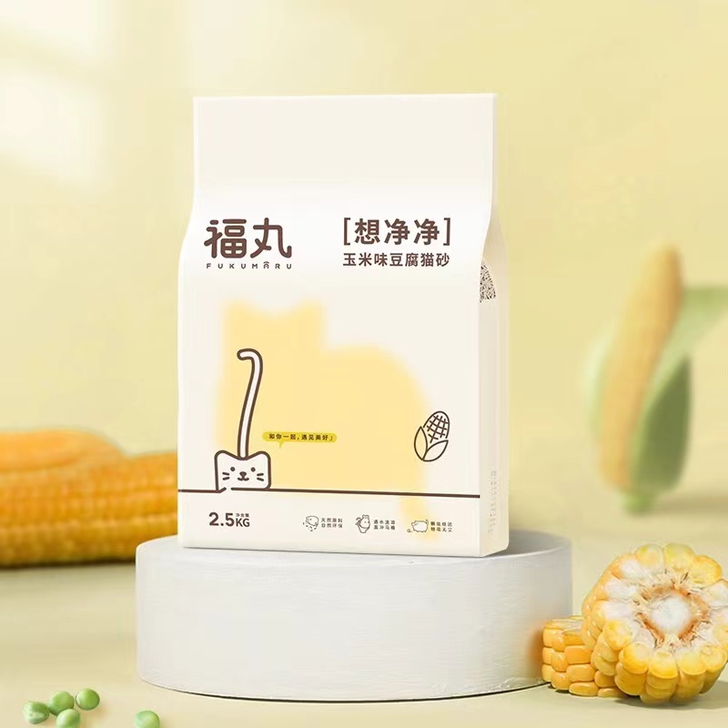 福丸猫砂豆腐砂结团快除臭低粉尘绿茶味原味宠物用品猫沙5斤装-图0