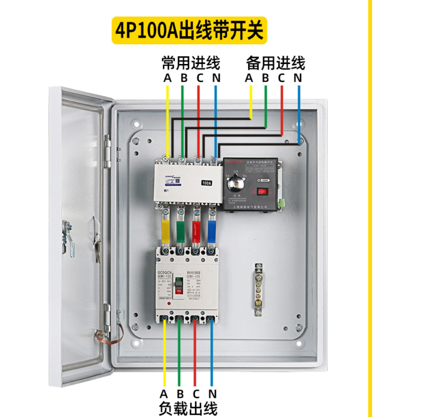 双电源自动转换开关切换双向开关三相电转换器pc级4p100a160a250a