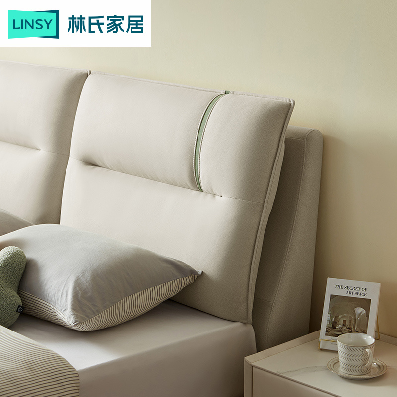 林氏木业意式轻奢科技布床现代简约卧室家用1.5米大床双人BC063-图2