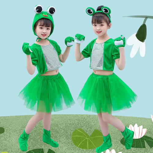 六一儿童演出服小青蛙表演服幼儿园卡通服小蝌蚪找妈妈动物演出服 - 图1