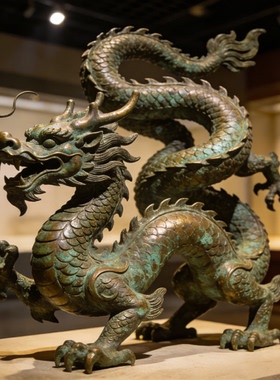 寺庙景区大型黄铜中国龙装饰铸铜动物金属雕塑定制源头铜艺术摆件